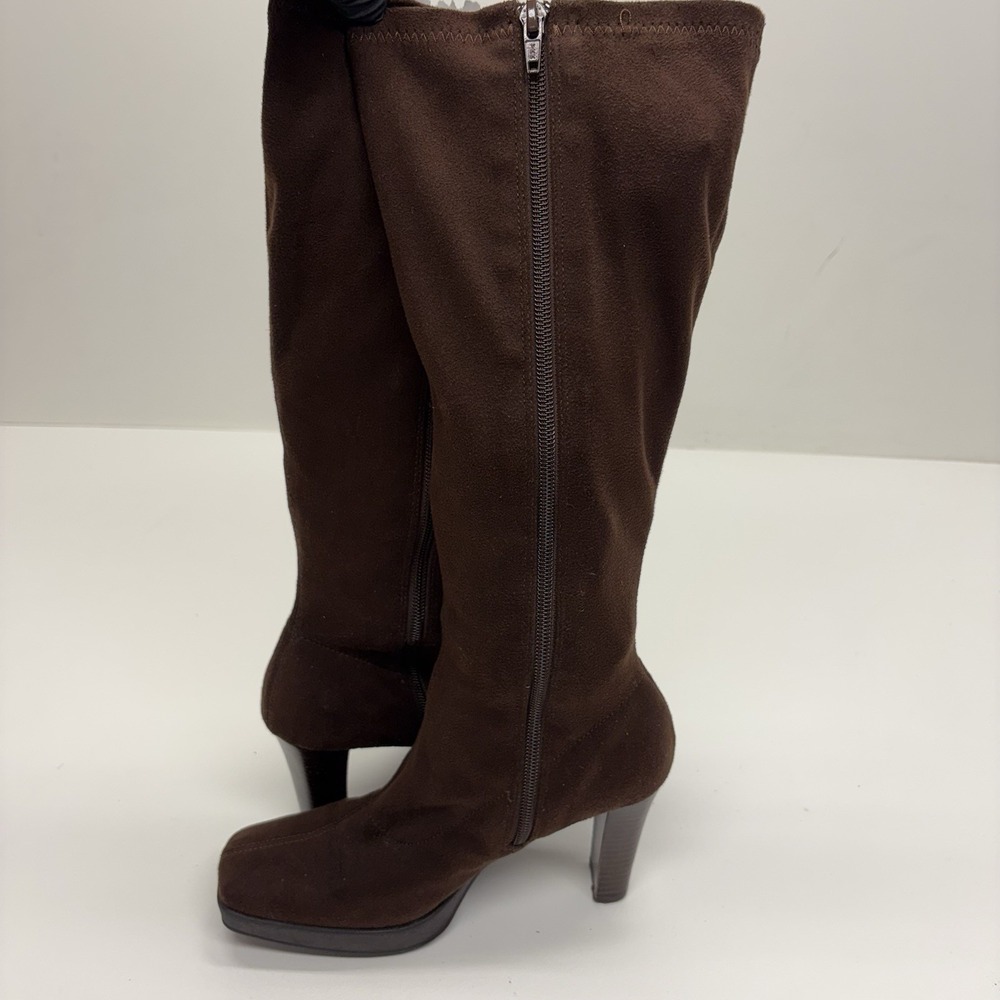 SKECHERS Y2K "Somethin' Else" Vintage Brown Retro Square Toe Knee High Boots 6 - Picture 10 of 14
